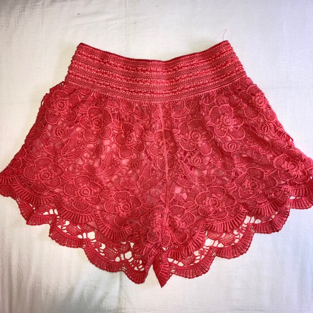 *NWOT Boutique Croquet knit shorts, Coral Sz 0-4